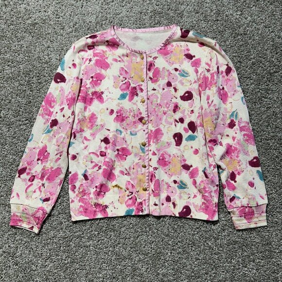 ST JOHN COLLECTION Women's Medium Floral Cardigan Sweater - Picture 2 of 8